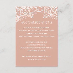 Pink wedding accommodations. Floral QR details Enclosure Card