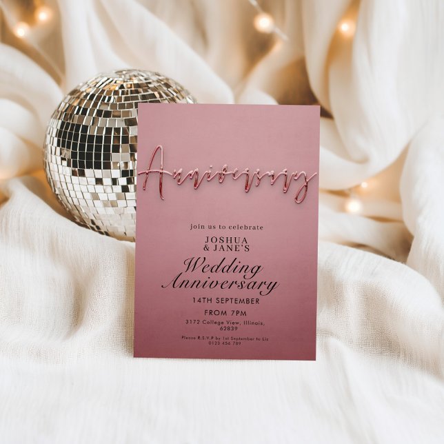 Pink Wedding Anniversary  Invitation (Creator Uploaded)