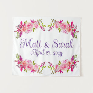 Pink Wedding Backdrop Reception Photo Booth Prop Tapestry