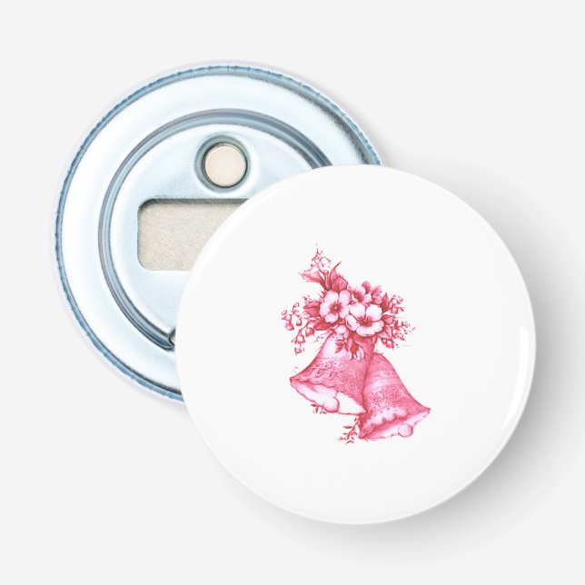 Pink Wedding Bells Bottle Opener (Front)