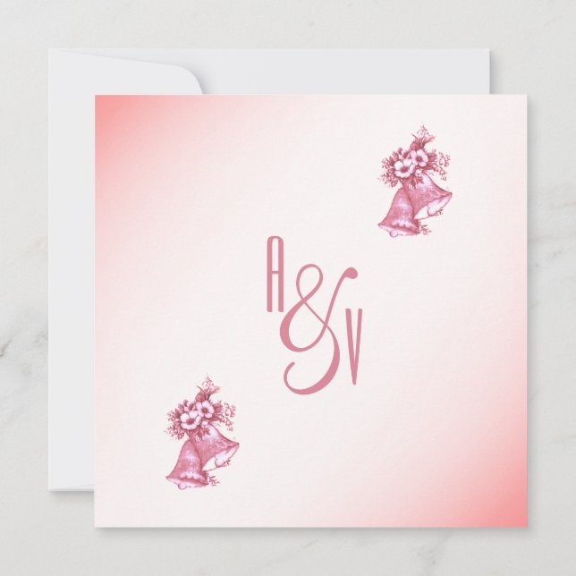 Pink Wedding Bells Invitation (Back)