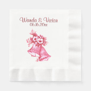 Pink Wedding Bells Personalized Napkin