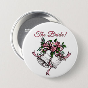 Pink Wedding Bells The Bride 3 Inch Round Button