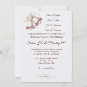Pink Wedding Bells Traditional Wedding Invitation