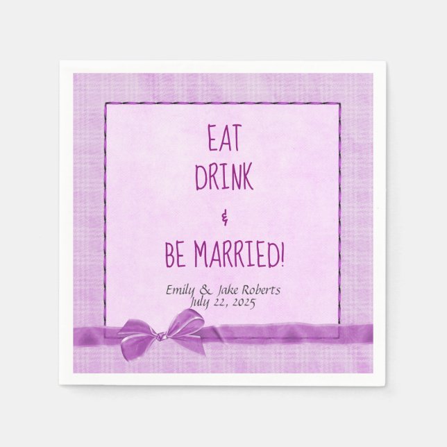 pink wedding bow border with framing napkin (Front)