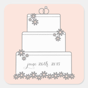 Pink Wedding Cake Favour Stickers