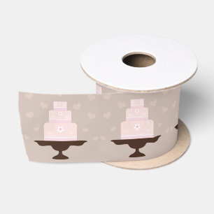 Pink Wedding Cake Spool of Ribbon 3" width Satin Ribbon