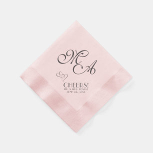 Pink Wedding CHEERS! Standard Cocktail Napkin