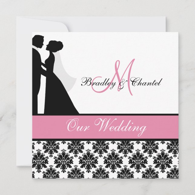 Pink Wedding Couple Wedding Invitation (Front)