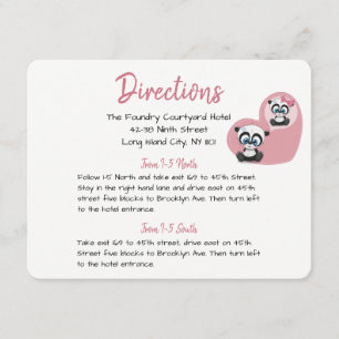 Pink Wedding Details Panda Teddy Bears Heart Enclosure Card