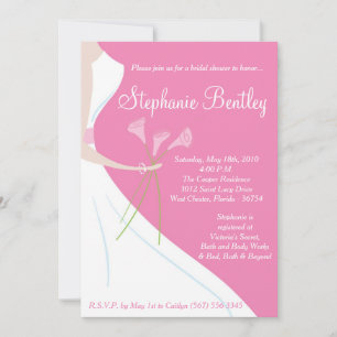 Pink Wedding Dress Bridal Shower Invitation