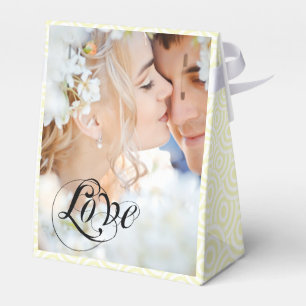 Pink Wedding Favour Box Your Photos Monogram Yello