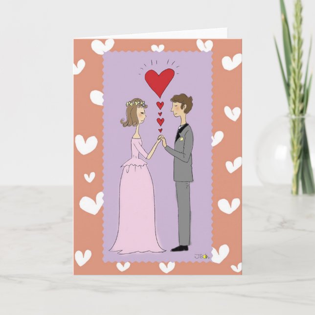 Pink wedding greeting card (Front)