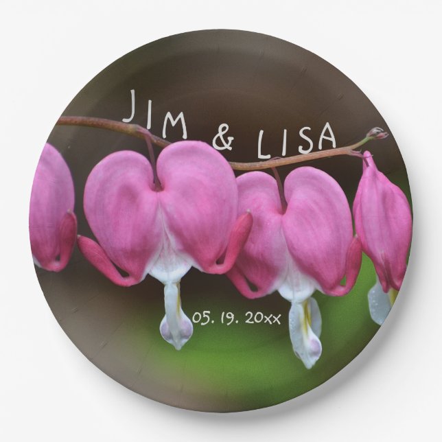 Pink Wedding Hearts Paper Plate (Front)