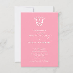 Pink Wedding Invitation with QR Code