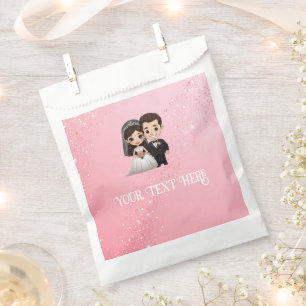 Pink Wedding Invitations with Diamond Sparkles Favour Bag