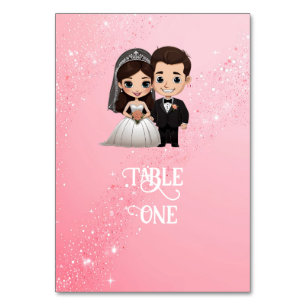 Pink Wedding Invitations with Diamond Sparkles Table Number