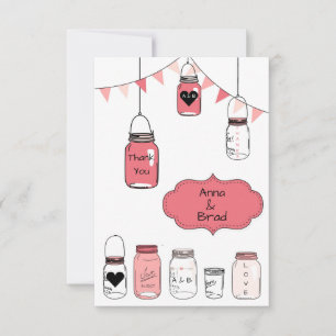 Pink Wedding Jars - 3x5 Thank You Invitation