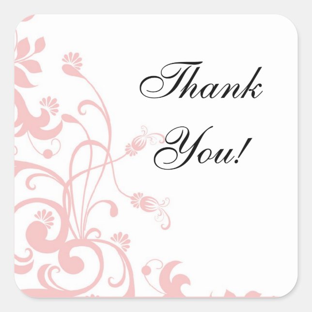 Pink Wedding Matching Stickers, Thank You! Square Sticker (Front)