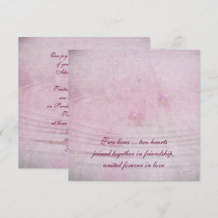 pink wedding orchid bouquet with ripples invitation