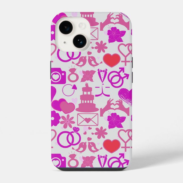 Pink Wedding ornaments pattern 03 iPhone Case (Back)