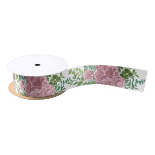 Pink Wedding Pastel Vintage Light Floral Roses Satin Ribbon