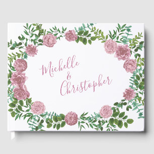 Pink Wedding Pastel Vintage Rose Guest Book