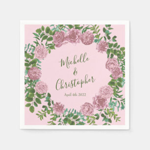 Pink Wedding Pastel Vintage Rose Napkin
