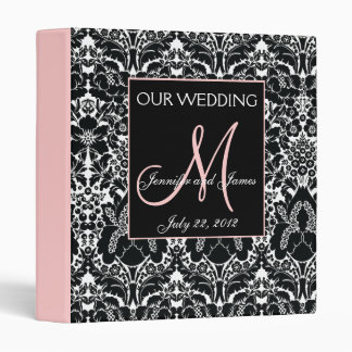 Pink Wedding Photo Album Damask Monogram Binder