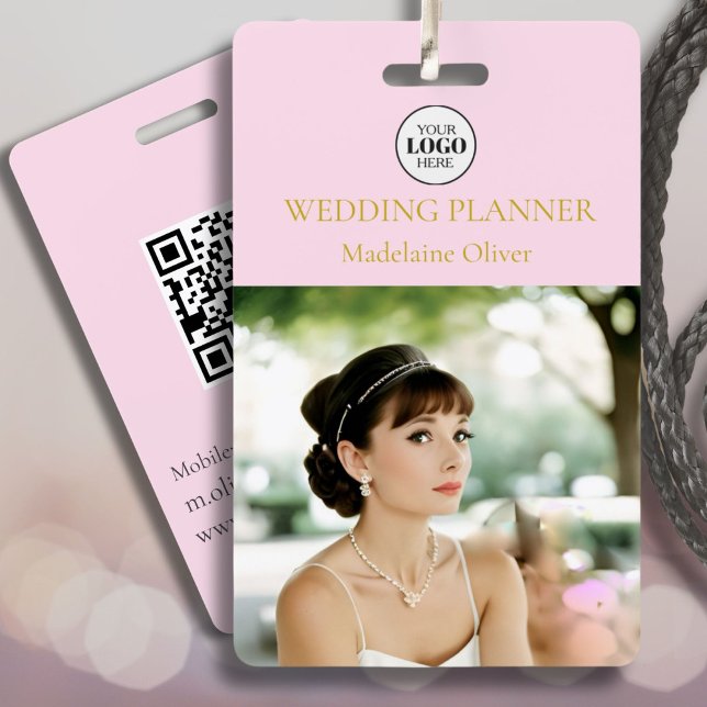 Pink Wedding Planner Photo Logo Employee Badge (Creator Uploaded)