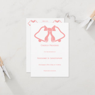 Pink Wedding Program Bells And Ribbon