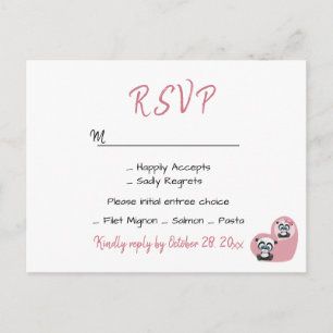Pink Wedding Reception Panda Teddy Bear Heart Postcard