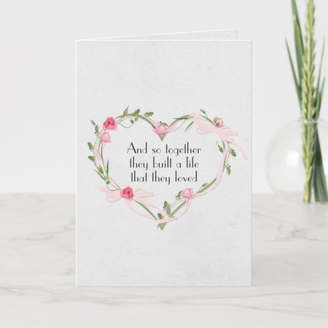 Pink Wedding Rose Heart Card (Front)