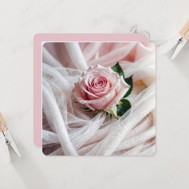 Pink Wedding Rose Vow Renewal Invitation (Front/Back In Situ)