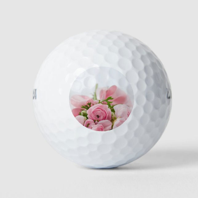 Pink Wedding Roses Golf Balls (Front)