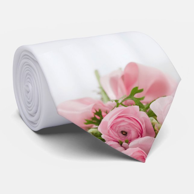 Pink Wedding Roses Tie (Rolled)