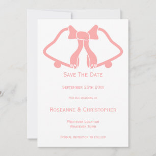 Pink Wedding Save The Date Card Bells And Ribbon
