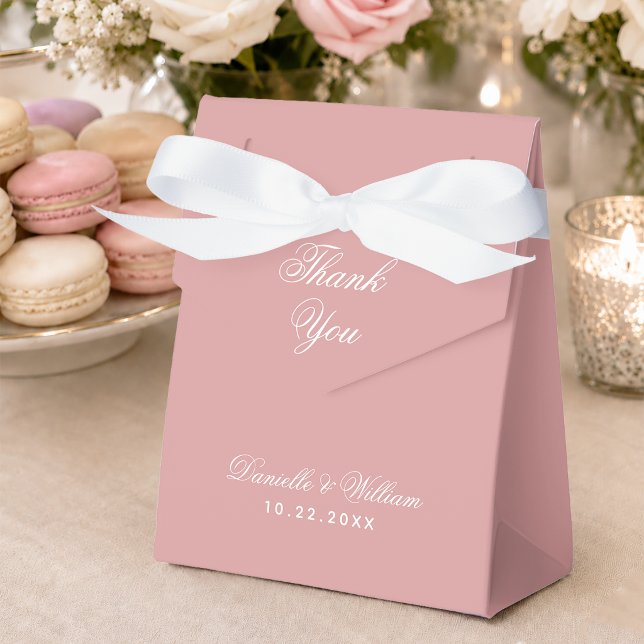 Pink Wedding Simple Thank You Script Dusty Rose Favor Box (Creator Uploaded)