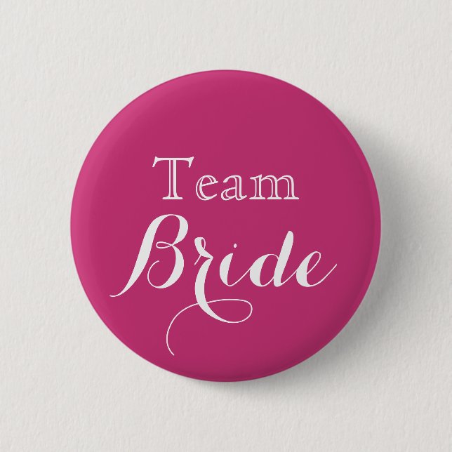 Pink Wedding Team Bride 2 Inch Round Button (Front)