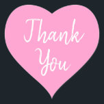 Pink Wedding Thank You Heart Sticker<br><div class="desc">Pink customizable "Thank You" text message in a modern white handwriting style calligraphy font. The line spacing option set for this design can be modified. A pretty thank you sticker for guests of your bridal shower or wedding. Wedding favour stickers.</div>