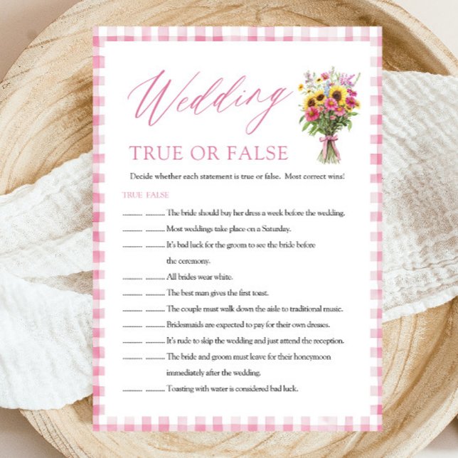 Pink Wedding True or False Bridal Shower Game Invitation (Pink Wedding True or False Bridal Shower Game)