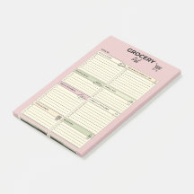 Pink Weekly Grocery List -