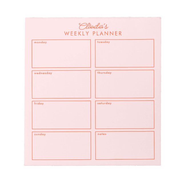 Pink Weekly Planner + Notes to do list (Front)
