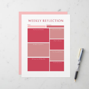 Pink Weekly Reflection Planner Printable Worksheet Letterhead