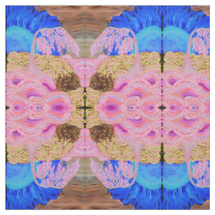 Pink Weeping Willow Tree Blue Sun Brown Waterfall Fabric