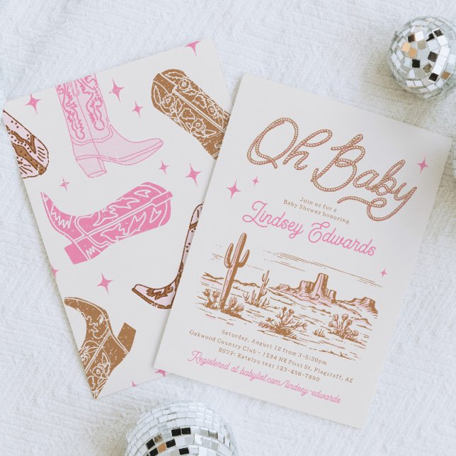 Pink Western Baby Shower Invitation (Creator Uploaded)