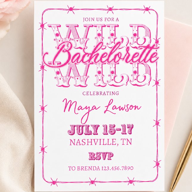 Pink Western Bachelorette Weekend Invitation (Creator Uploaded)