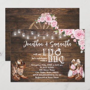 Pink Western BBQ Before I Do Couples Shower Invitation