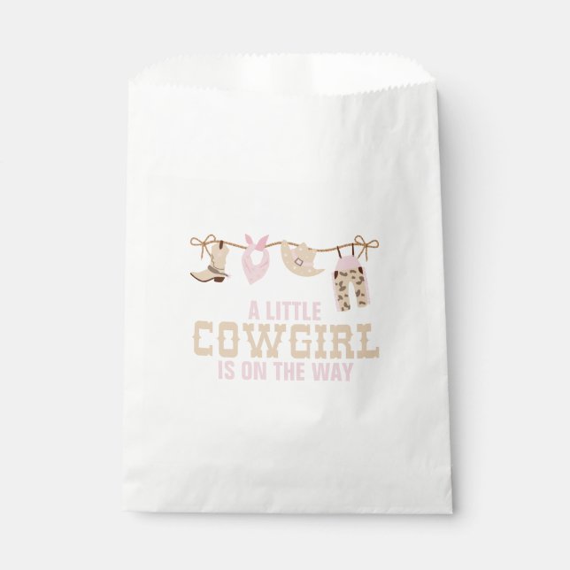 Pink Western Cowgirl Baby Shower Favour Bag (Front)