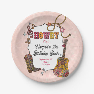 Pink Western Cowgirl Party Paper Plates
